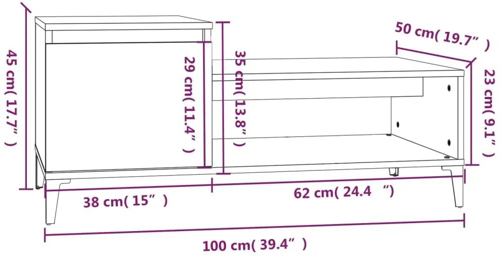 Τραπεζάκι Σαλονιού Γκρι Σκυρ. 100x50x45 εκ. Επεξεργασμένο Ξύλο - Γκρι