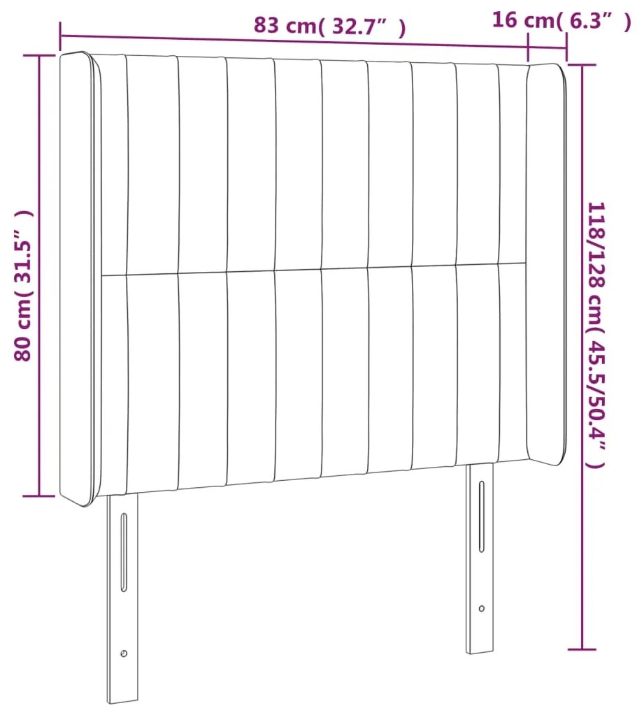 vidaXL Κεφαλάρι Κρεβατιού LED Σκούρο Πράσινο 83x16x118/128 εκ