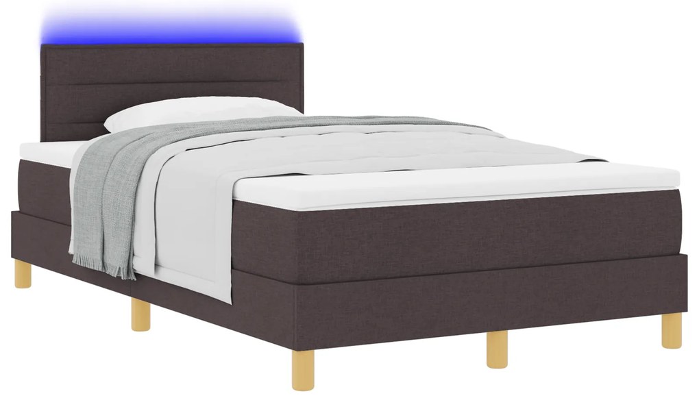 vidaXL Box Spring Κρεβάτι Σκούρο καφέ Ξύλο 120 x 200 cm Ανθεκτικό