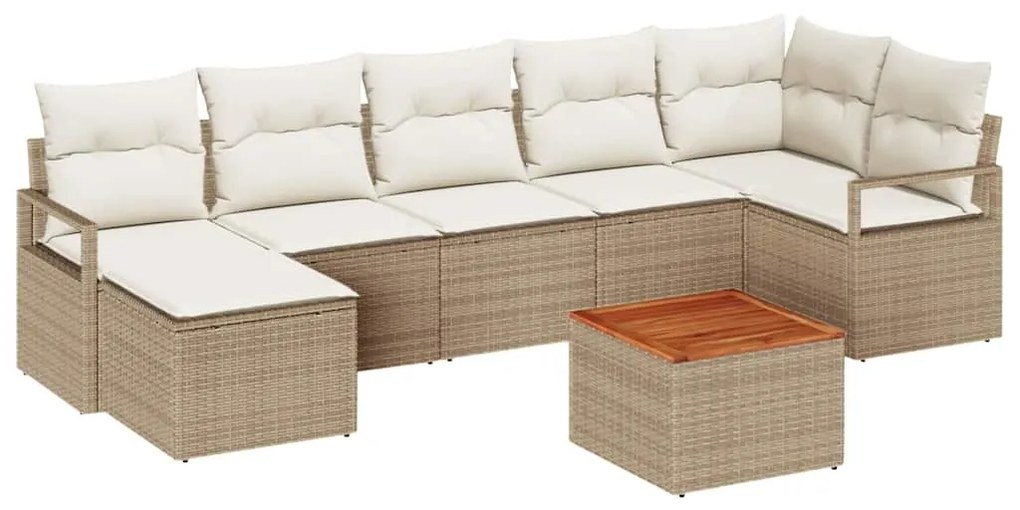 vidaXL Σετ Καναπέ Κήπου 8 pcs Μπεζ και λευκό