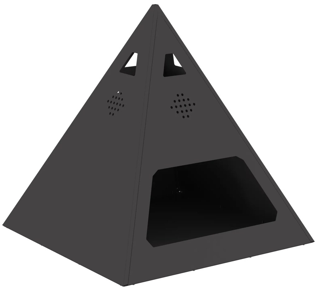 vidaXL Μπάρμπεκιου Πυραμίδα Μαύρη 50x50x51 εκ Ατσάλι