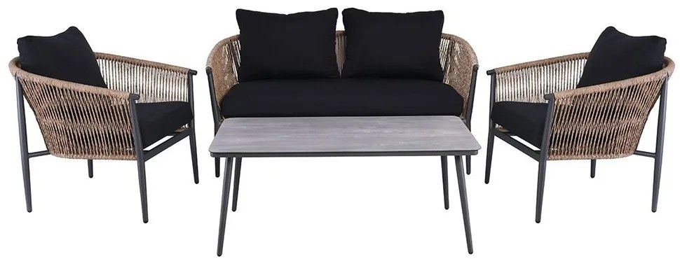 Σαλόνι Κήπου (Σετ 4Τμχ) Gasba Ε6874,1 Anthracite-Natural 4 Θέσεων