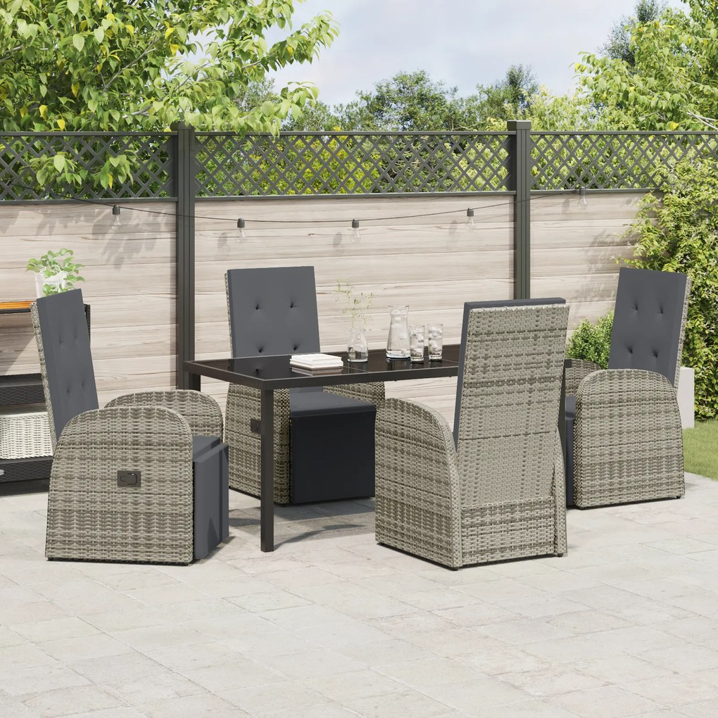 vidaXL Ανακλινόμενες Καρέκλες Κήπου 5 pcs Γκρι 160 x 80 x 73 εκ