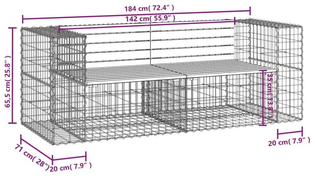 ΠΑΓΚΑΚΙ ΚΗΠΟΥ ΣΥΡΜΑΤΟΚ. 184X71X65,5ΕΚ ΜΑΣΙΦ ΞΥΛΟ ΨΕΥΔΟΤΣΟΥΓΚΑΣ 3196237