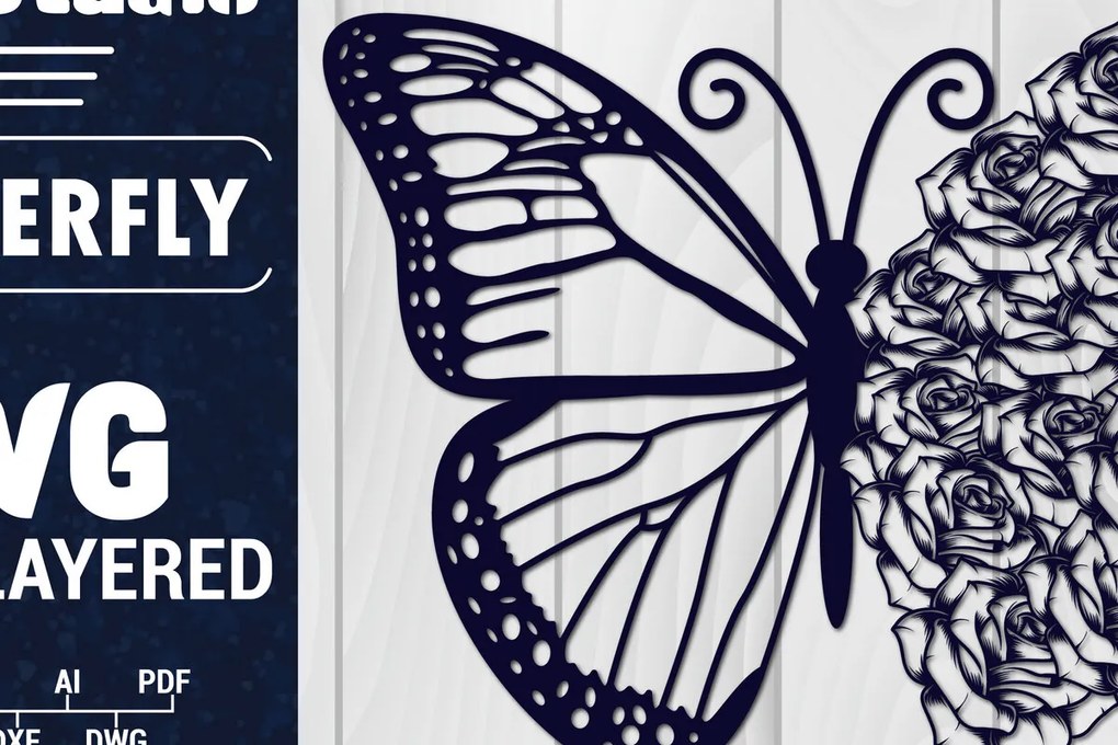 Σετ των 2 Intra απο ξύλο plywood 3mm-4mm πάχος Χαρτί 3D Butterfly Multilayered Δίασταση 1500x1500 cm INTRAFABR-88861599