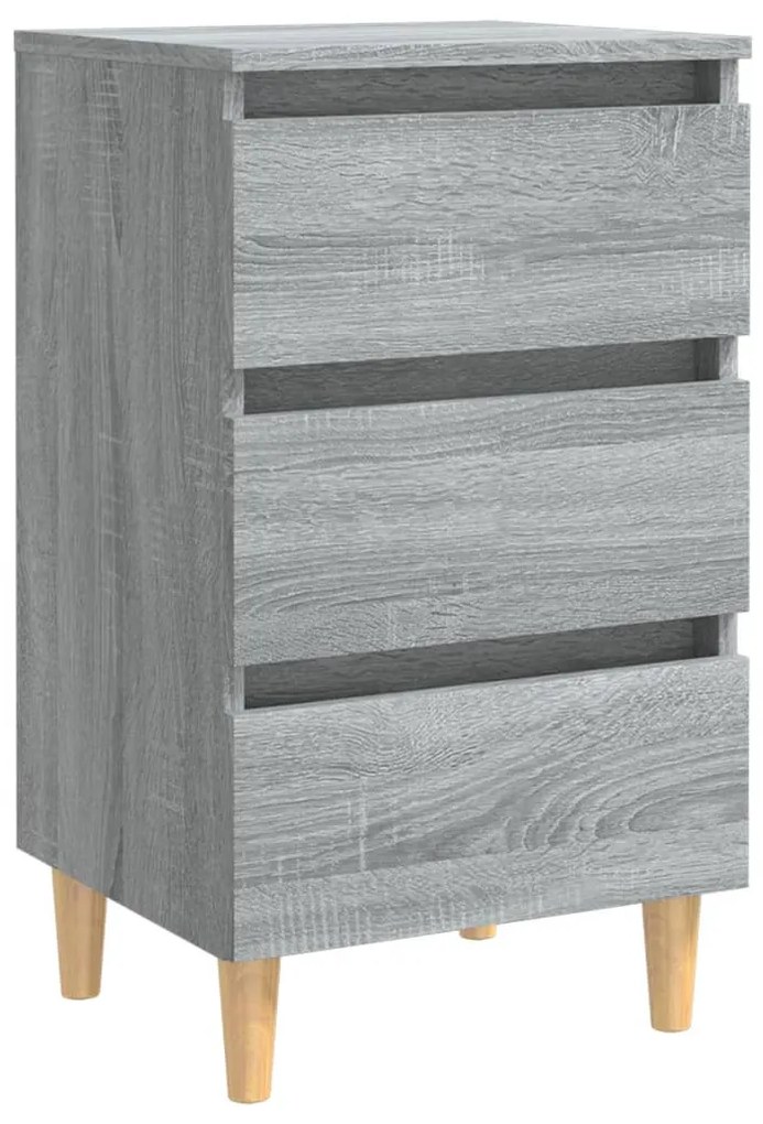 vidaXL Κομοδίνα 2 τεμ. Γκρι Sonoma 40x35x69 εκ. με Μασίφ Ξύλινα Πόδια
