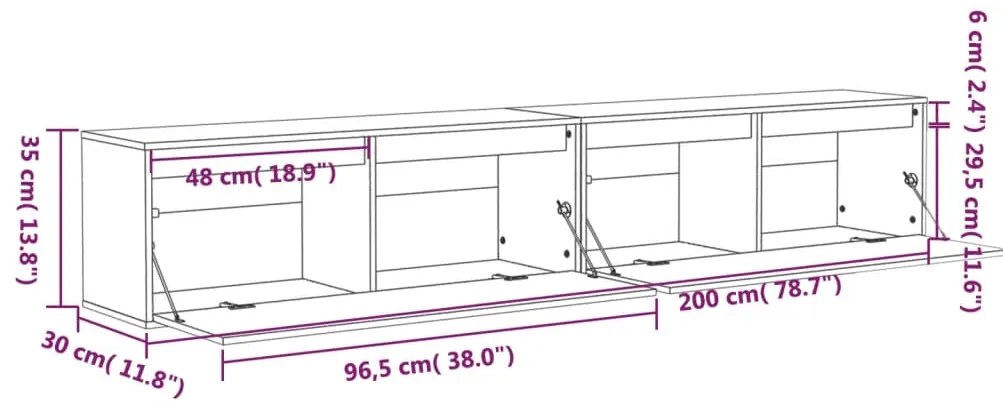 Ντουλάπια Τοίχου 2 τεμ. Καφέ Μελί 100x30x35εκ Μασίφ Ξύλο Πεύκου - Καφέ