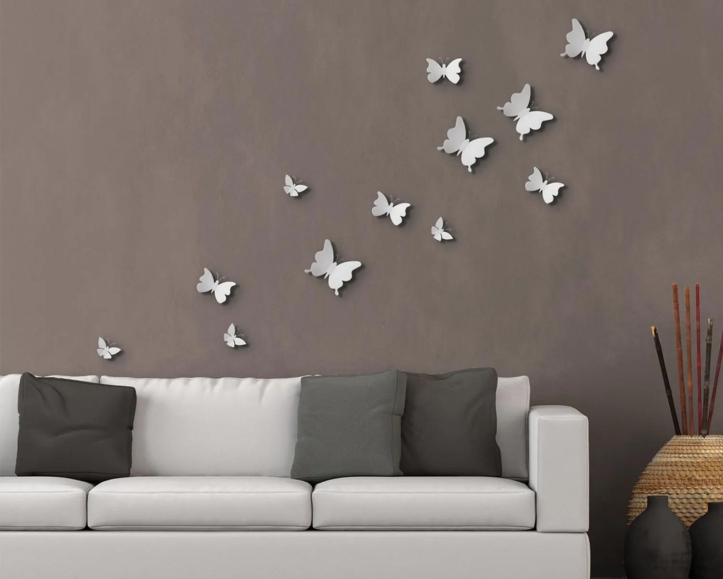 Διακοσμητικά αυτοκόλλητα τοίχου White Butterflies 3D πολυπροπυλενίου-Mauro