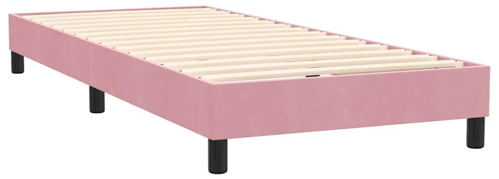 vidaXL Κρεβάτι Boxspring με Στρώμα Ροζ 90x220 εκ. Βελούδινο