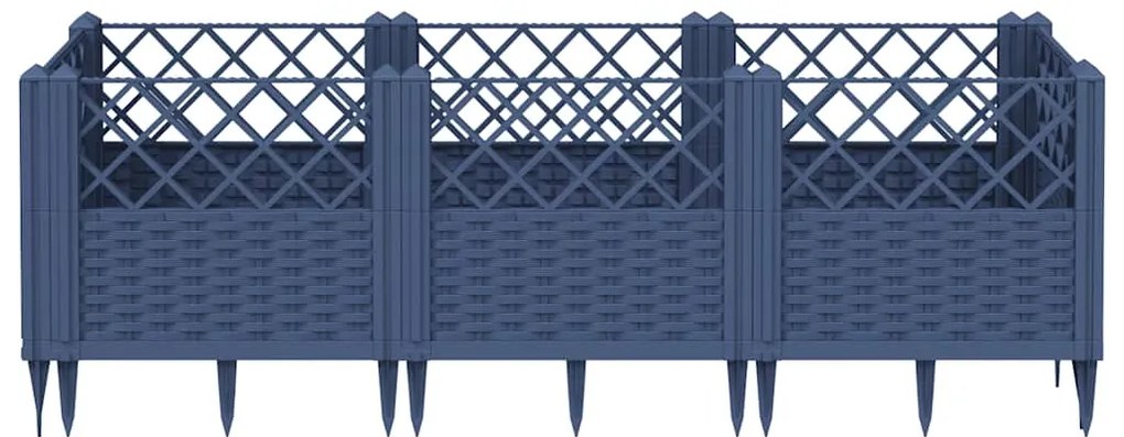 vidaXL Ζαρντινιέρα με Πασσάλους Μπλε Γκρι 123,5x43,5x43,5εκ. Πολυπροπυλένιο