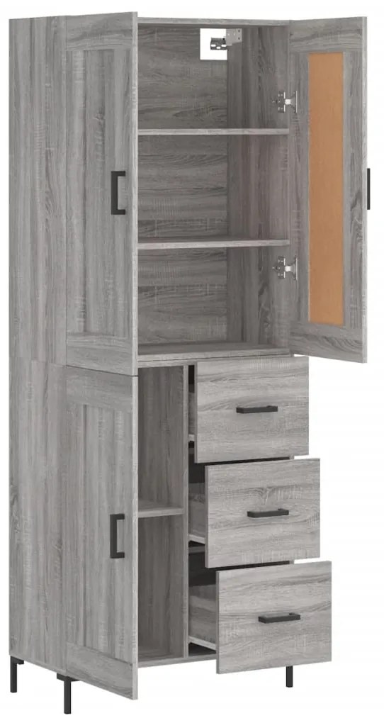 vidaXL Ντουλάπι Γκρι Sonoma 69,5 x 34 x 180 εκ. Επεξεργασμένο Ξύλο