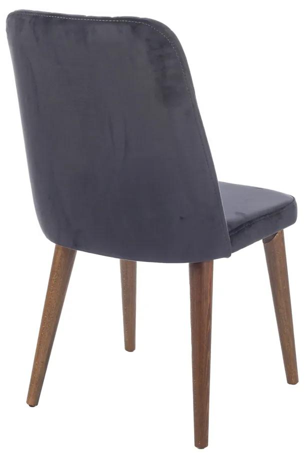 Artekko Lotus Καρέκλα με Ξύλινο Καφέ Σκελετό και Γκρι/Ανθρακί Βελούδο (48x60x92)cm