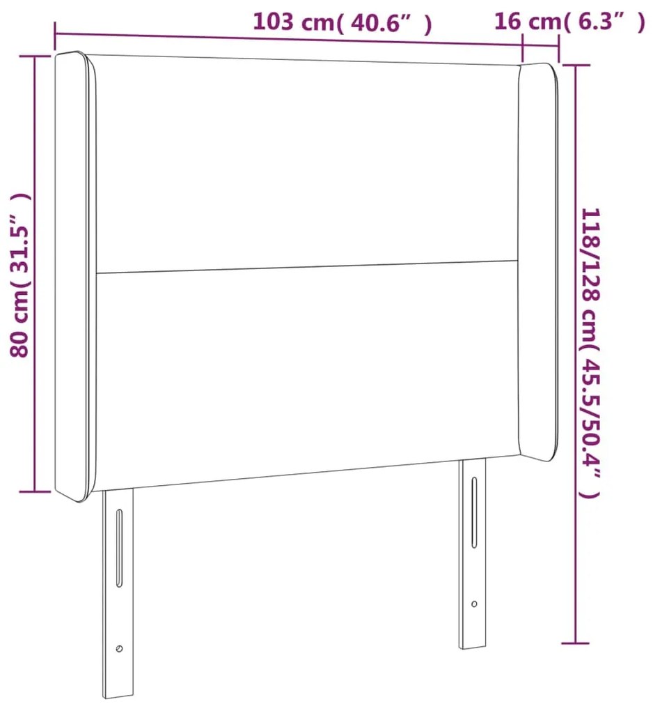 vidaXL Κεφαλάρι Κρεβατιού LED Σκούρο Μπλε 103x16x118/128 εκ. Βελούδινο