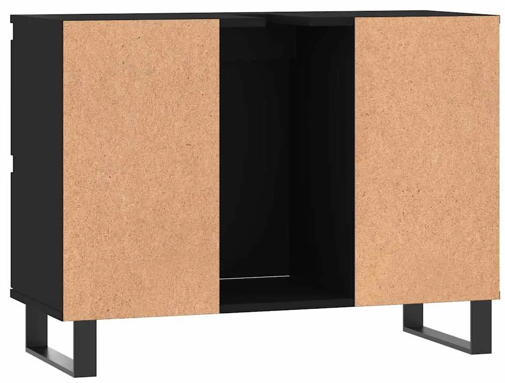 vidaXL Ντουλάπι Μπάνιου Μαύρο 80 x 33 x 60 εκ. από Επεξεργασμένο Ξύλο