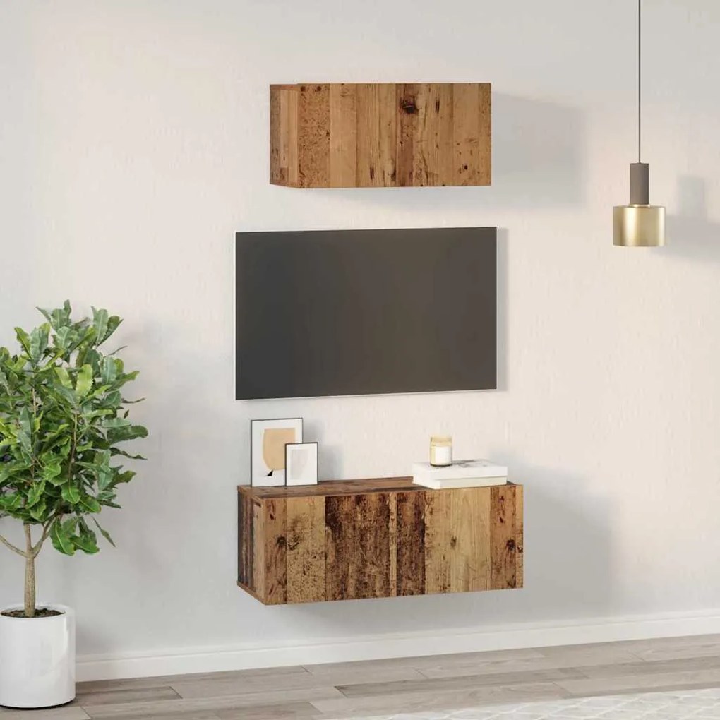 vidaXL Σετ επίπλου τηλεόρασης 2 pcs Παλαιό ξύλο 80 x 30 x 30 εκ