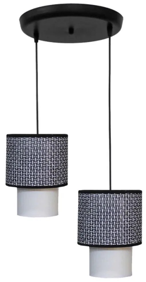 Φωτιστικό Οροφής 14-0269 2/Ε27 Φ34x90cm Αμπαζούρ Φ16,5/10cm Black-White Heronia Metal, Fabric