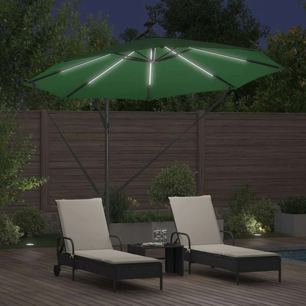 vidaXL Ομπρέλα Cantilever Banana Πράσινο 294 x 294 x 248 cm