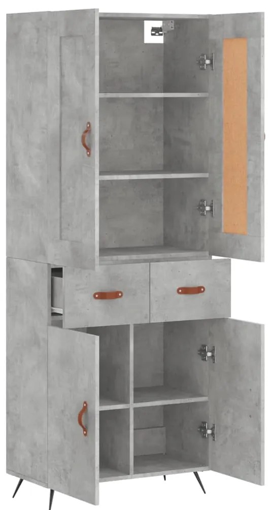 vidaXL Ντουλάπι Γκρι Σκυροδέματος 69,5x34x180 εκ. Επεξεργασμένο Ξύλο