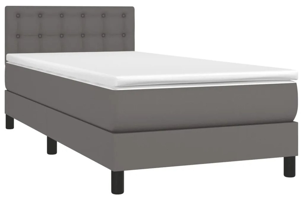 Κρεβάτι Boxspring με Στρώμα Γκρι 80 x 200 εκ. Συνθετικό Δέρμα - Γκρι