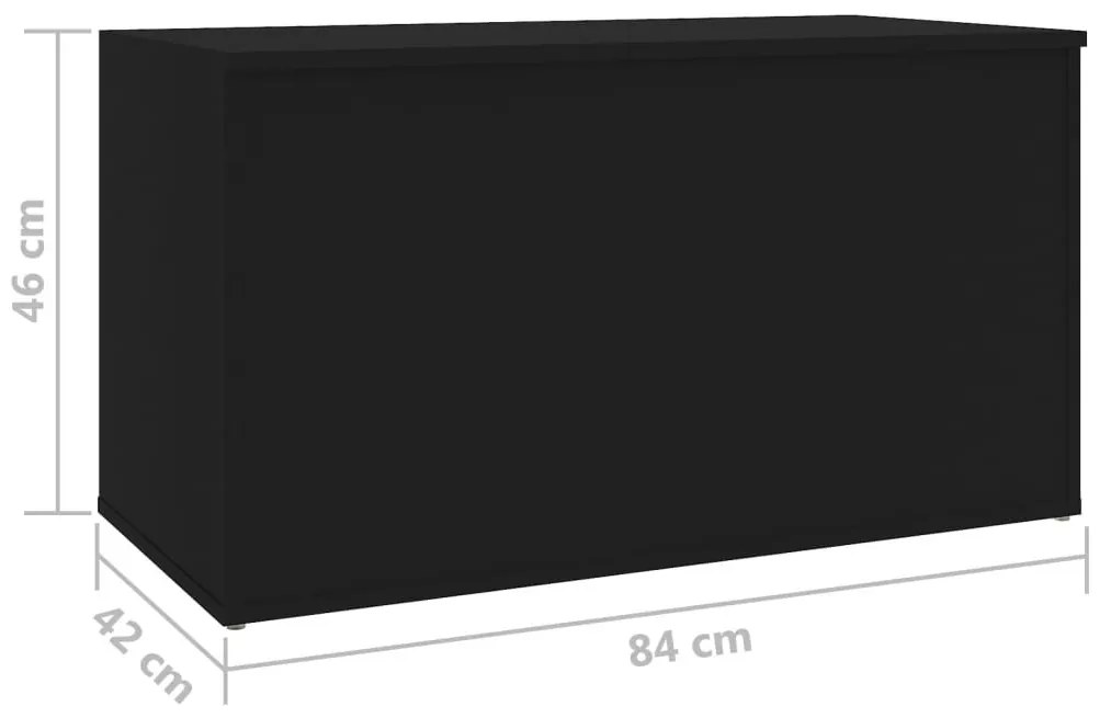 Μπαούλο Αποθήκευσης Μαύρο 84 x 42 x 46 εκ. Επεξεργασμένο Ξύλο - Μαύρο