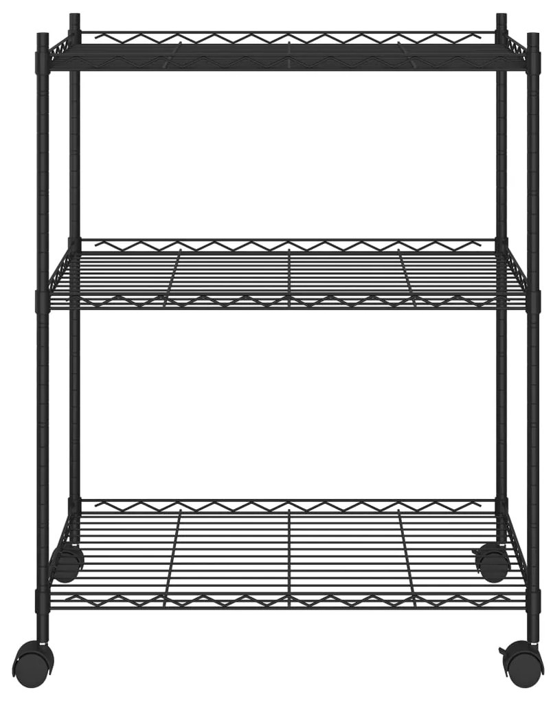 vidaXL Ραφιέρα 3 Επιπέδων με Τροχούς Μαύρη 60x35x81 εκ. 150 κ.