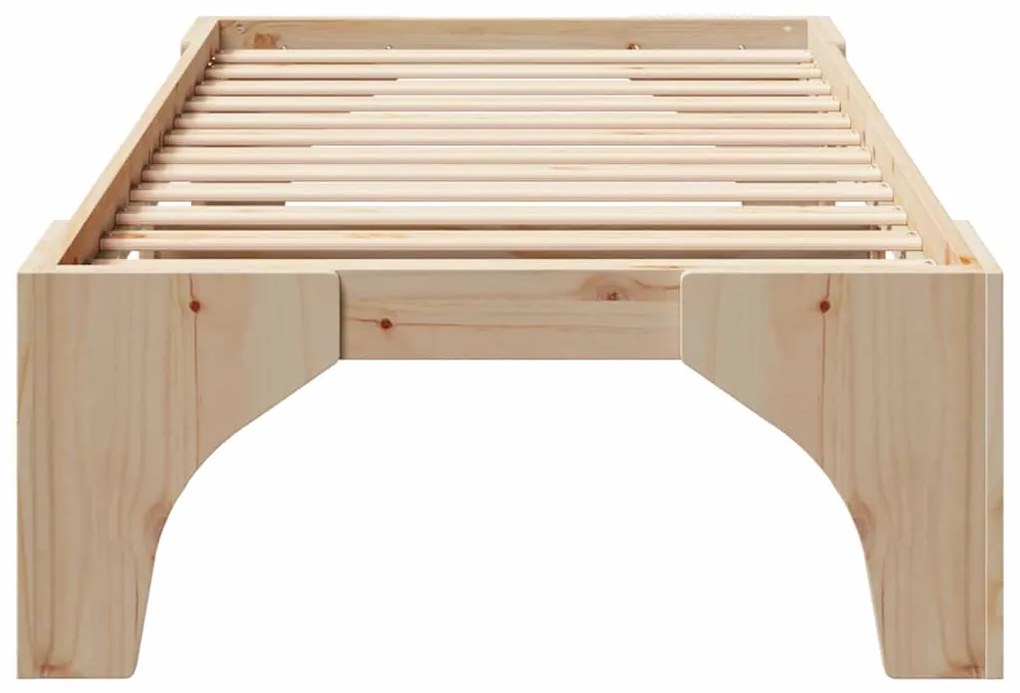 vidaXL Κρεβάτι δαπέδου Καφέ 90 x 200 cm Μασίφ ξύλο πεύκου