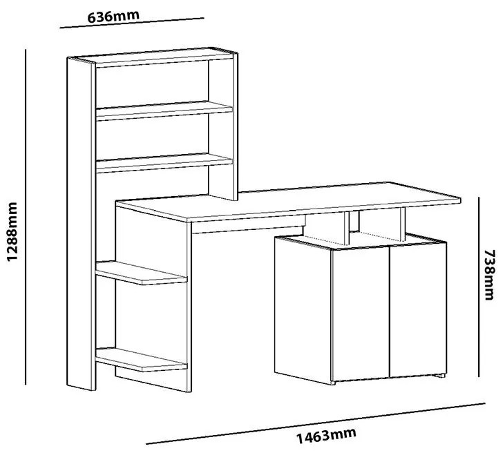 Γραφείο με βιβλιοθήκη Melis γκρι-μπεζ-λευκό 146x60x129εκ 146x60x129 εκ.