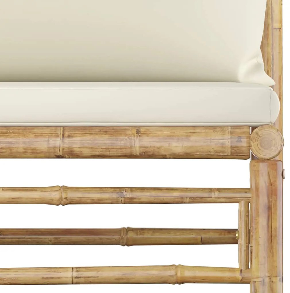 vidaXL Σαλόνι Κήπου Σετ 10 τεμ. από Μπαμπού με Λευκά Κρεμ Μαξιλάρια