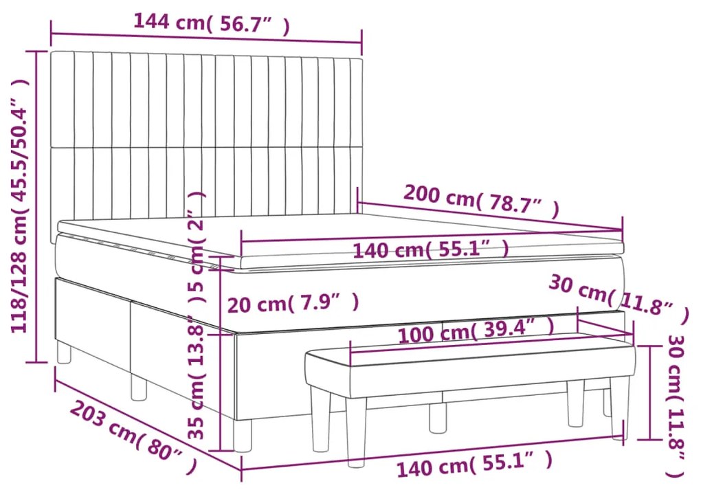 ΚΡΕΒΑΤΙ BOXSPRING ΜΕ ΣΤΡΩΜΑ ΣΚΟΥΡΟ ΚΑΦΕ 140X200 ΕΚ ΥΦΑΣΜΑΤΙΝΟ 3137320