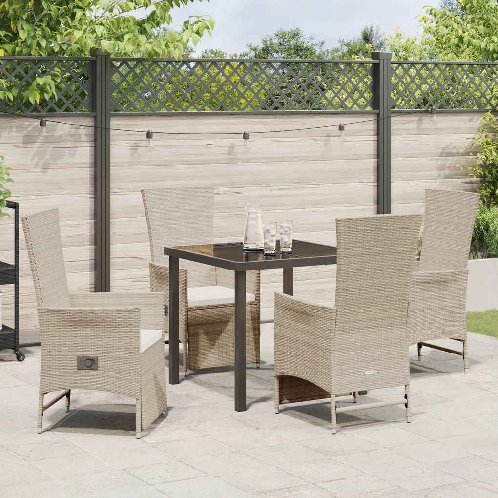 vidaXL Ρυθμιζόμενες Καρέκλες Κήπου 5 pcs Μπεζ 80 x 80 x 73 εκ