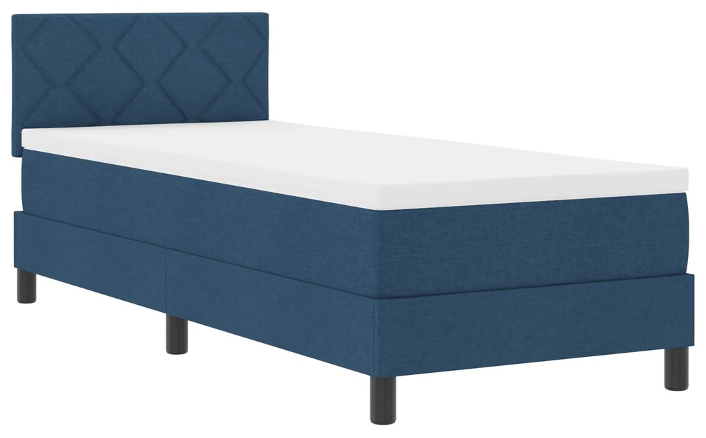 vidaXL Κρεβάτι Box Spring με Στρώμα & LED Μπλε 80x200 εκ. Υφάσματος