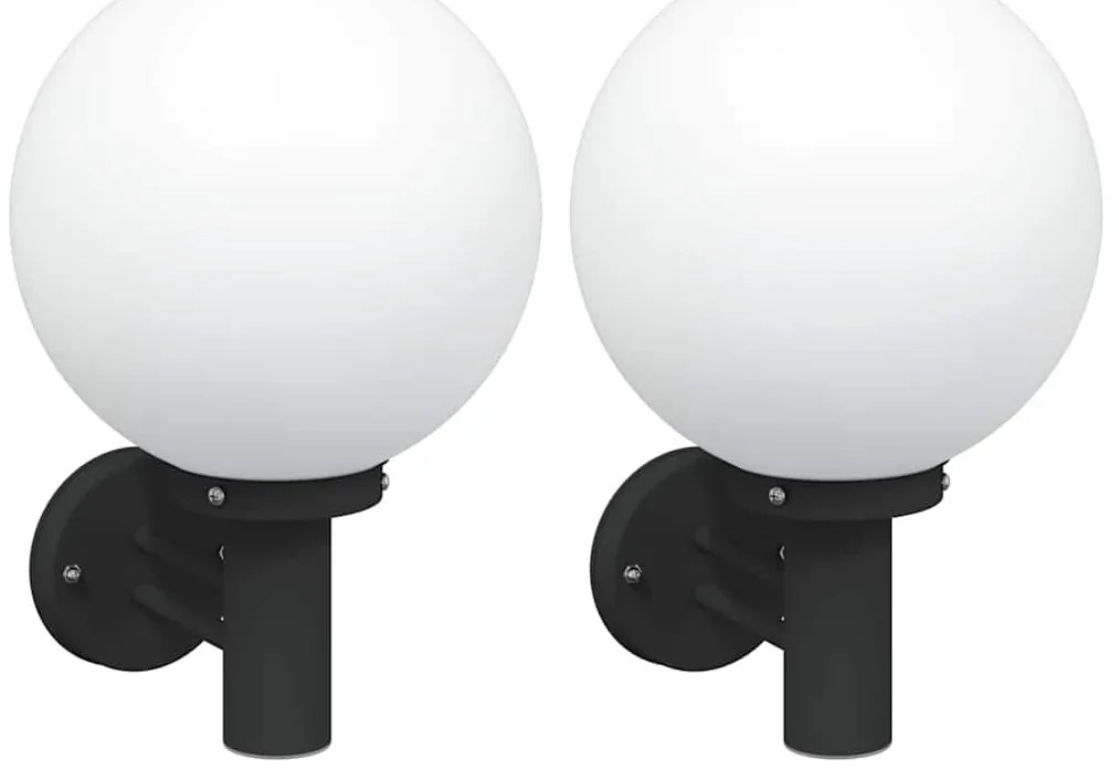 vidaXL Εξωτερικά Φωτιστικά Τοίχου 2 pcs Μαύρο 28 x 25 x 38 εκ