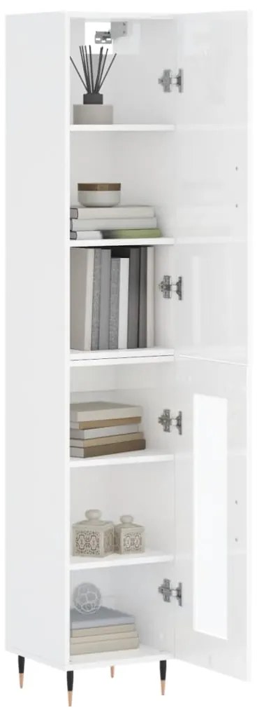 vidaXL Ντουλάπι Γυαλ. Λευκό 34,5 x 34 x 180 εκ. από Επεξεργασμένο Ξύλο