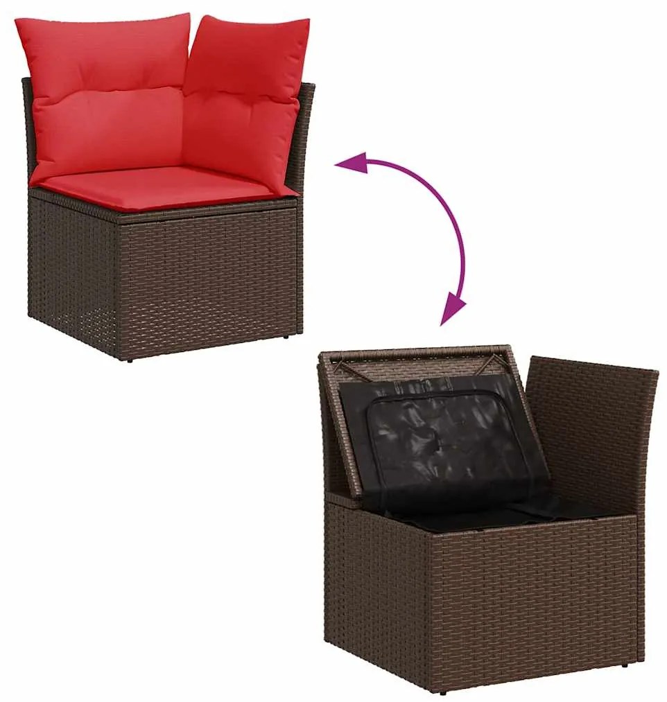 vidaXL Σαλόνι Κήπου Σετ 8 Τεμαχίων Καφέ Συνθετικό Ρατάν με Μαξιλάρια