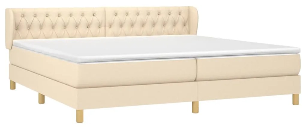 vidaXL Κρεβάτι Boxspring με Στρώμα Κρεμ 200x200 εκ. Υφασμάτινο