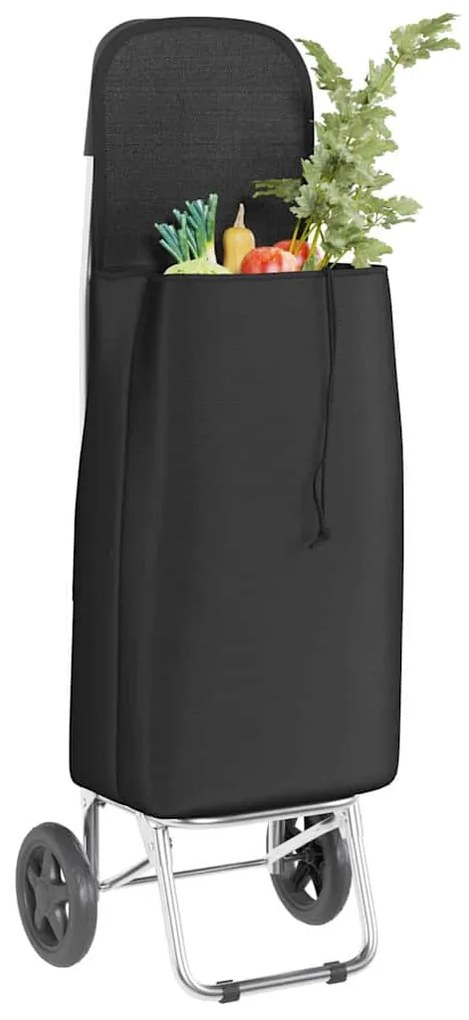 vidaXL Καρότσι Αγορών Μαύρο 35 x 28 x 92 εκ. Ύφασμα Oxford