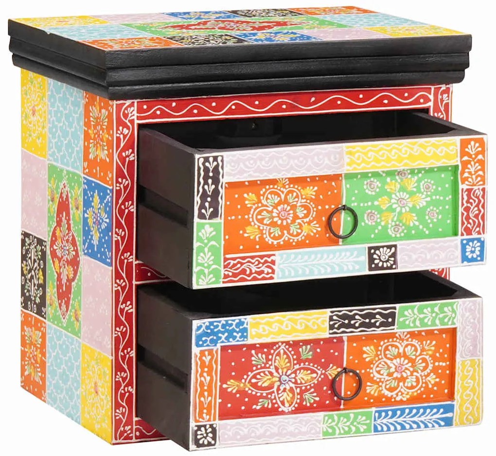 vidaXL Κομοδίνο 2 pcs Πολύχρωμο 40 x 30 x 40 εκ Μασίφ ξύλο μάνγκο
