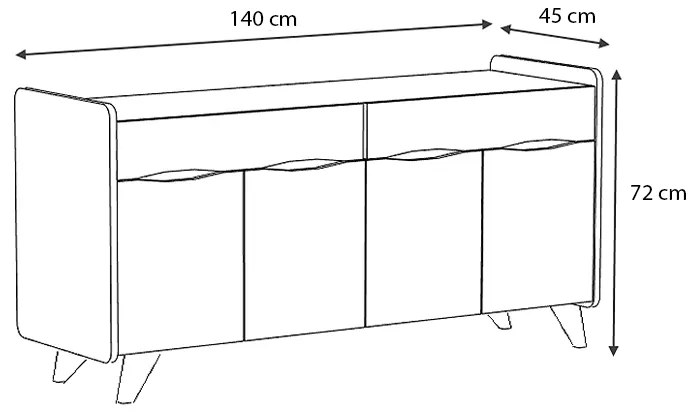 Μπουφές Sila Megapap χρώμα λευκό - ανθρακί 140x45x72εκ.