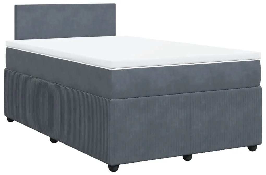 vidaXL Κρεβάτι Boxspring με Στρώμα Σκούρο Γκρι 120x190 εκ. Βελούδινο