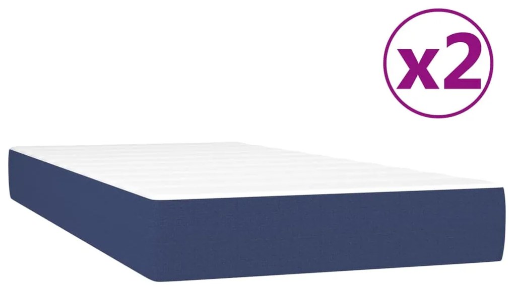 Κρεβάτι Boxspring με Στρώμα Μπλε 200x200 εκ. Υφασμάτινο - Μπλε