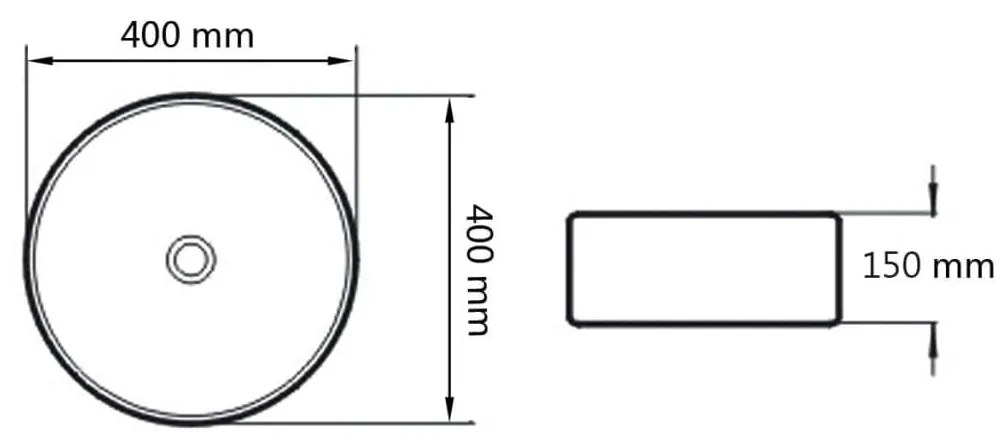 Νιπτήρας Στρογγυλός Μαύρος 40 x 15 εκ. Κεραμικός - Μαύρο