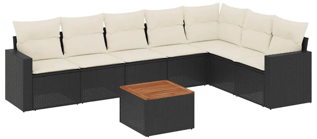 vidaXL Σαλόνι Κήπου 8 Τεμαχίων Μαύρο από Συνθετικό Ρατάν με Μαξιλάρια