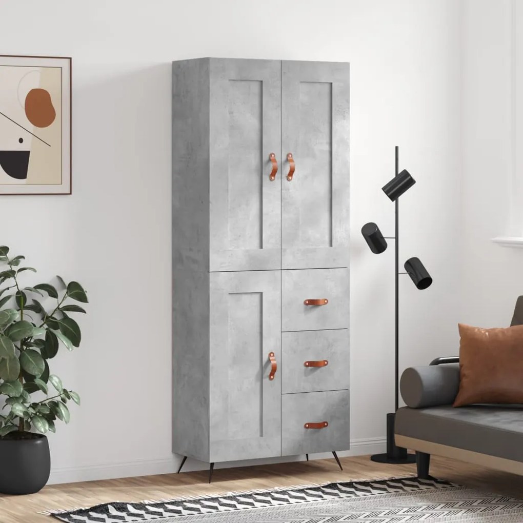 vidaXL Ντουλάπι Γκρι Σκυροδέματος 69,5x34x180 εκ. Επεξεργασμένο Ξύλο