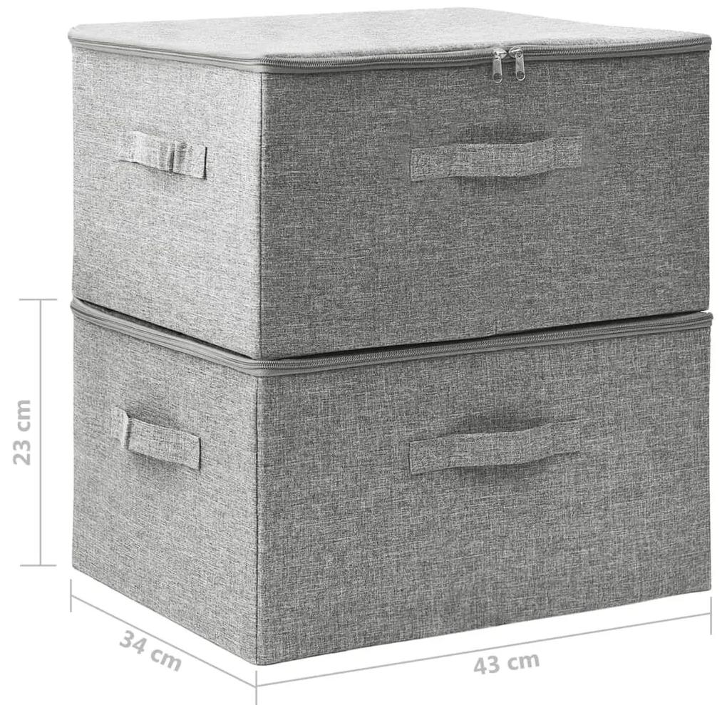 Κουτιά Αποθήκευσης 2 τεμ. Γκρι 43 x 34 x 23 εκ. Υφασμάτινα - Γκρι