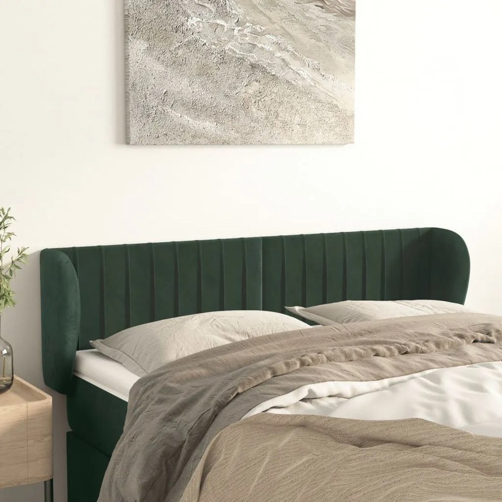 Κεφαλάρι με Πτερύγια Σκούρο Πράσινο 147x23x78/88 εκ. Βελούδινο 3117433
