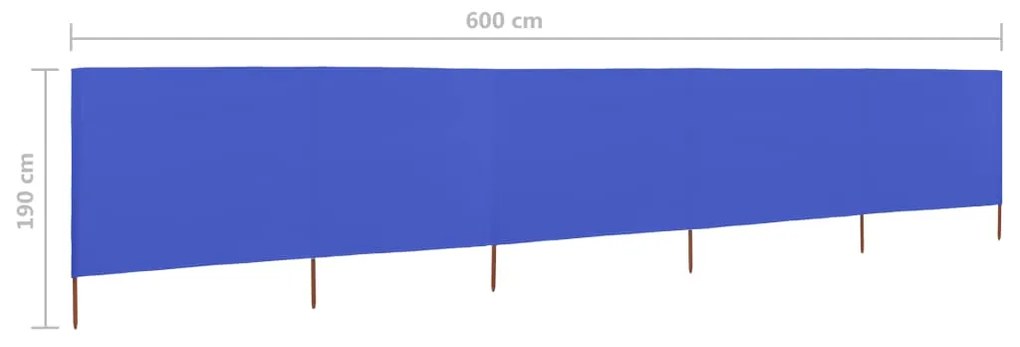 vidaXL Προστατευτικό Αέρα με 5 Πάνελ Αζούρ Μπλε 600x160 εκ. Υφασμάτινο