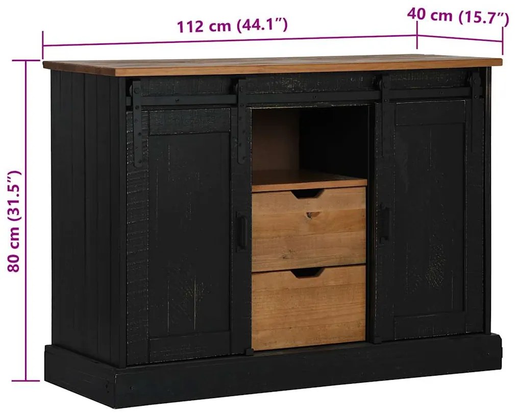 SIDEBOARD HALDEN 2 ΣΥΡΟΜΕΝΕΣ ΠΟΡΤΕΣ ΜΑΥΡΟ 112X40X80 CM 4018432