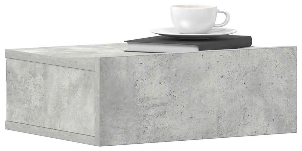 vidaXL Κομοδίνο Κρεμαστό Γκρι Σκυροδέματος 40x30x15 εκ. από Επεξ. Ξύλο
