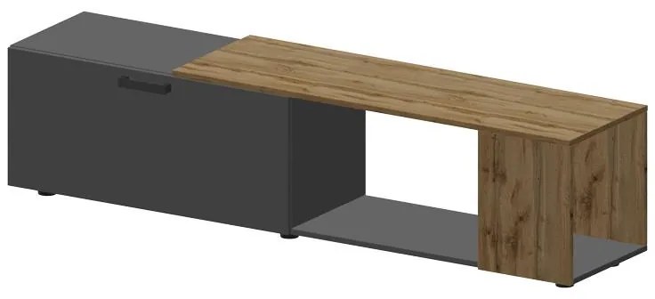 Σύνθετο σαλονιού Poelfy ανθρακί - oak 170x37,5x42 εκ. 170x37.5x42 εκ.