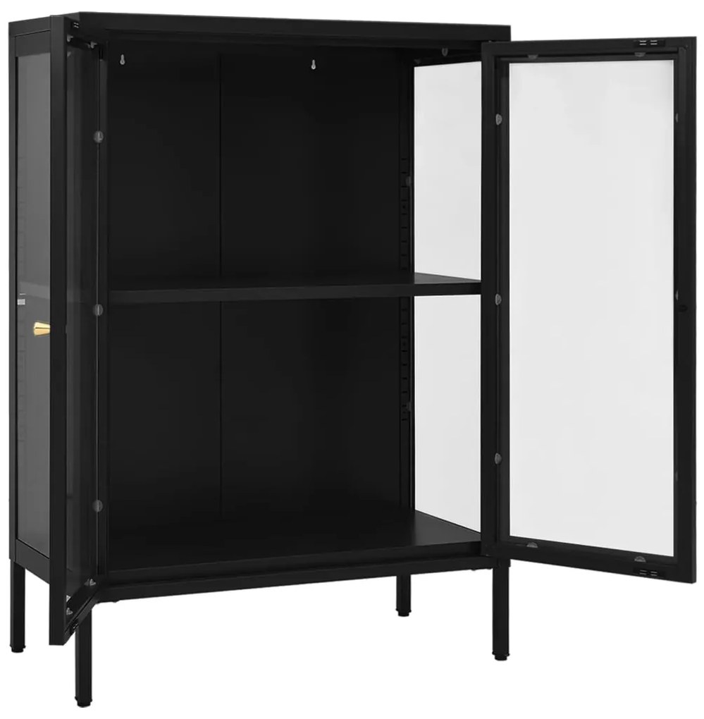 vidaXL Μπουφές Μαύρος 75 x 35 x 105 εκ. από Ατσάλι και Γυαλί